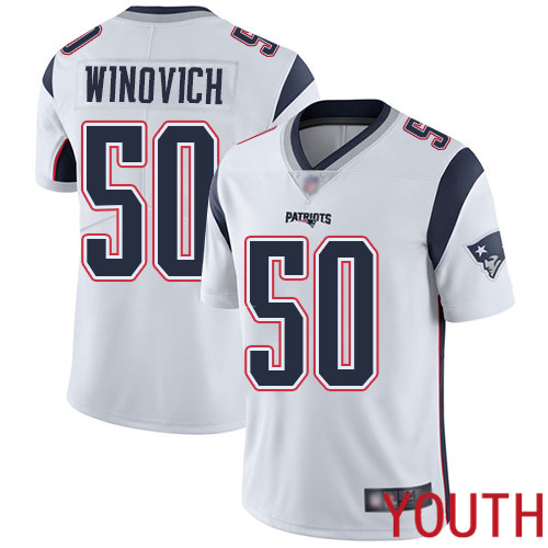 New England Patriots Football 50 Vapor Limited White Youth Chase Winovich Road NFL Jersey